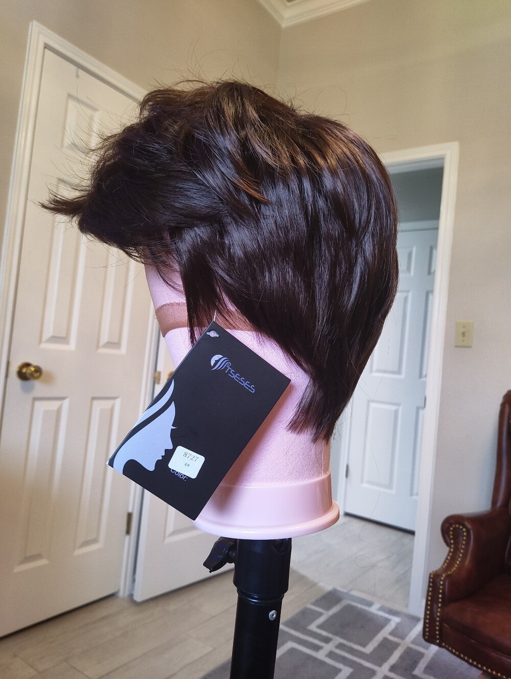 Medium Brown #4 Short Pixie Synthetic Classic Full Breathable Cap Glueless Wig